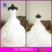 Novo Estilo de Moda Vestido de Bola Strapless Sweetheart Bordado Ruffles Catedral / Royal Train Vestidos de casamento ED-YH235